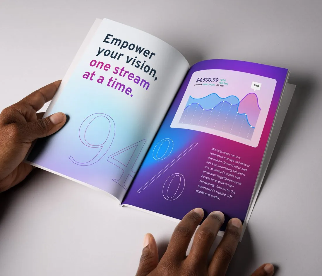 An open JWP ebook: “Empower your vision, one stream at a time” beside a 94% stat on a purple gradient